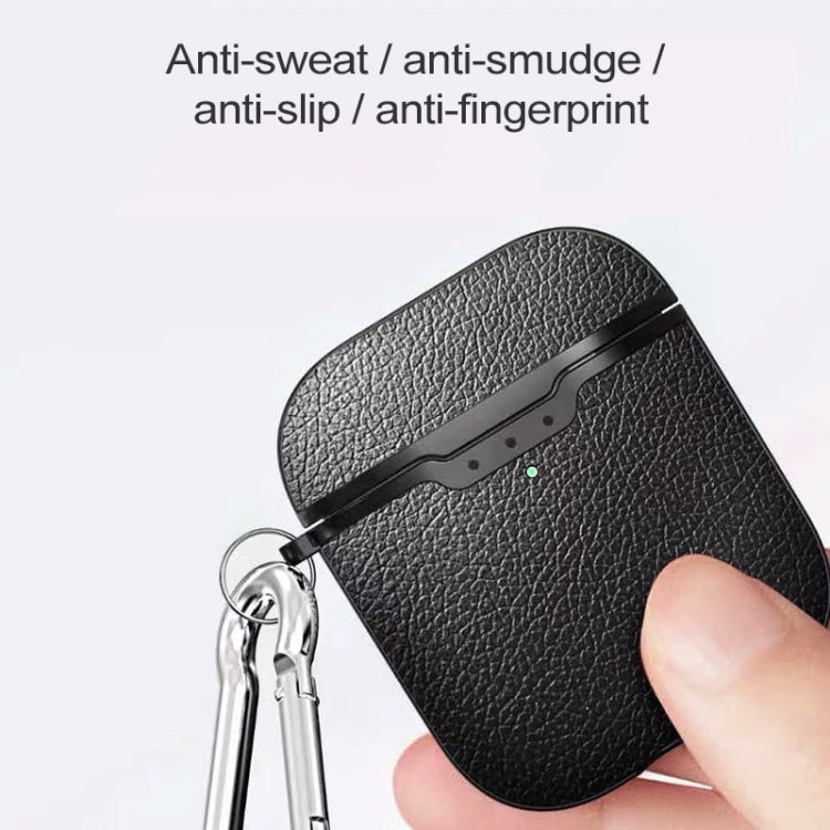 Litchi Texture TPU Earphones Wireless Edition Shockproof Protective Case for Apple AirPods 1/2