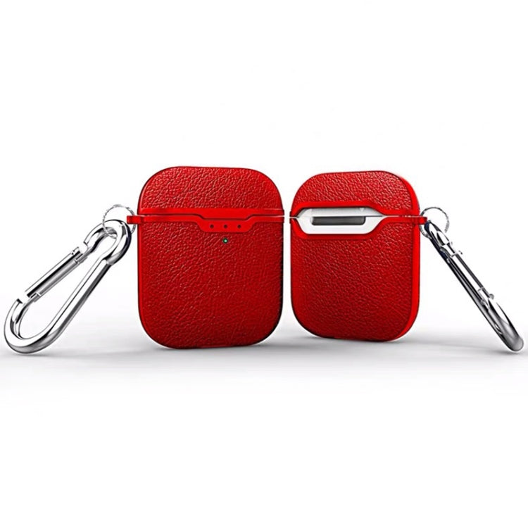 Litchi Texture TPU Earphones Wireless Edition Shockproof Protective Case for Apple AirPods 1/2