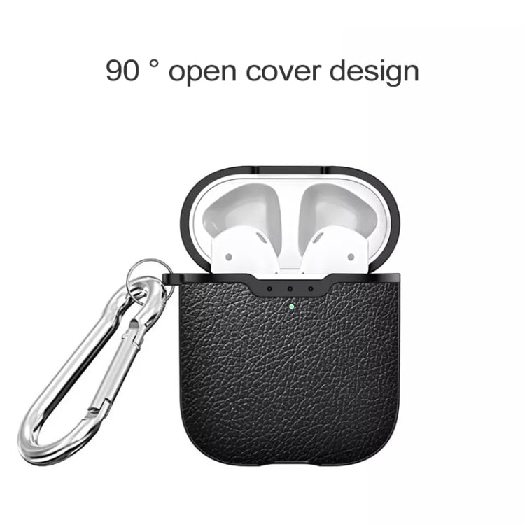 Litchi Texture TPU Earphones Wireless Edition Shockproof Protective Case for Apple AirPods 1/2