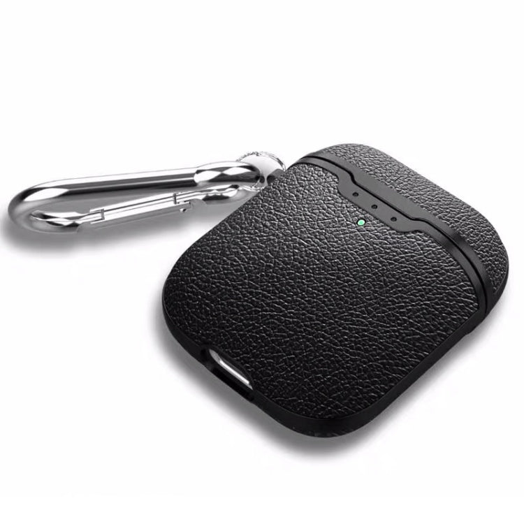 Litchi Texture TPU Earphones Wireless Edition Shockproof Protective Case for Apple AirPods 1/2