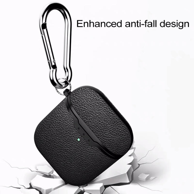 Litchi Texture TPU Earphones Wireless Edition Shockproof Protective Case for Apple AirPods 1/2