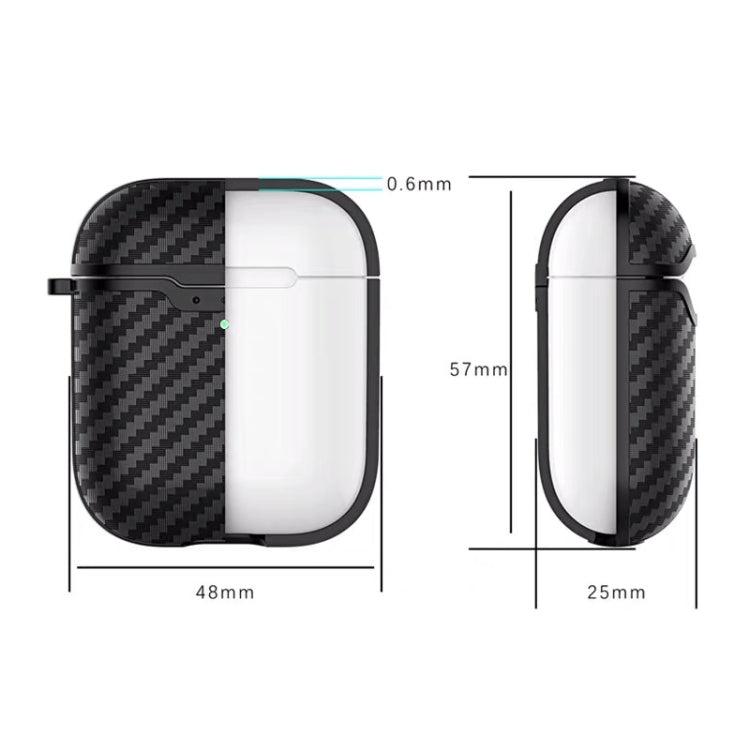 Carbon Fiber TPU Earphones Wireless Edition Shockproof Protective Case for Apple AirPods 1/2