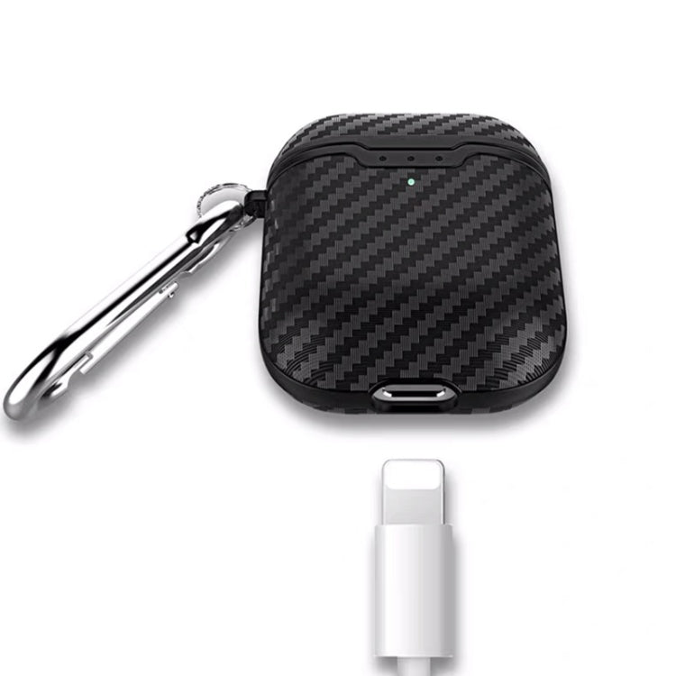 Carbon Fiber TPU Earphones Wireless Edition Shockproof Protective Case for Apple AirPods 1/2