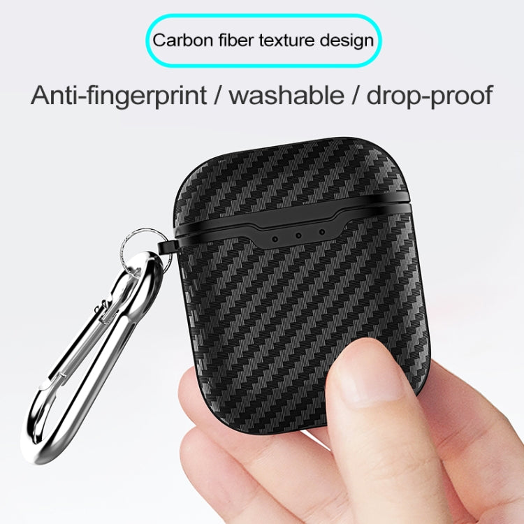 Carbon Fiber TPU Earphones Shockproof Protective Case for Apple AirPods 1/2