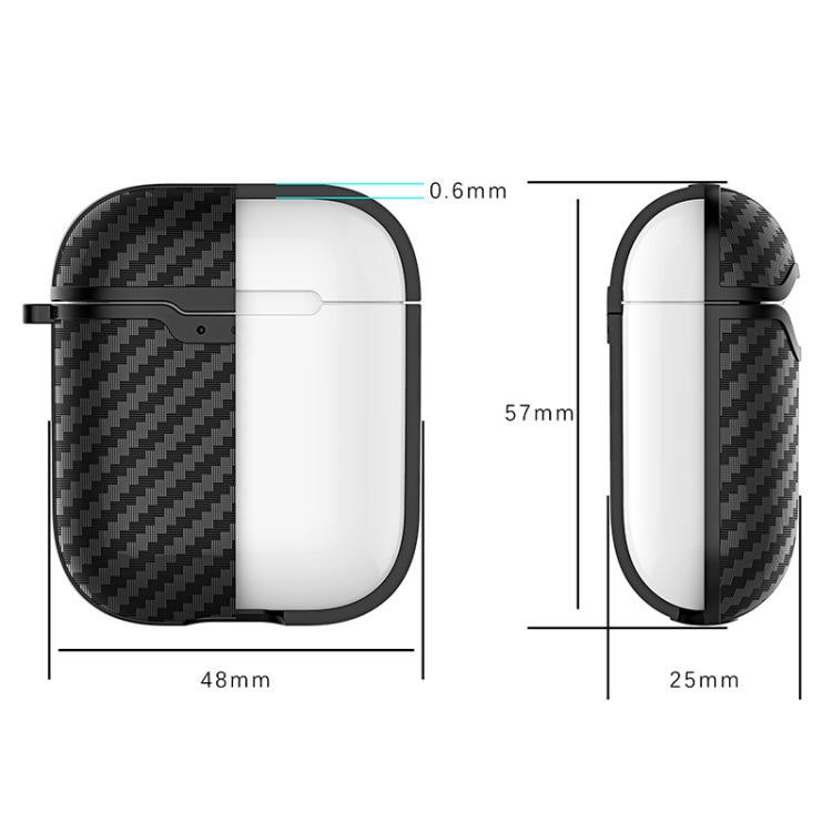 Carbon Fiber TPU Earphones Shockproof Protective Case for Apple AirPods 1/2