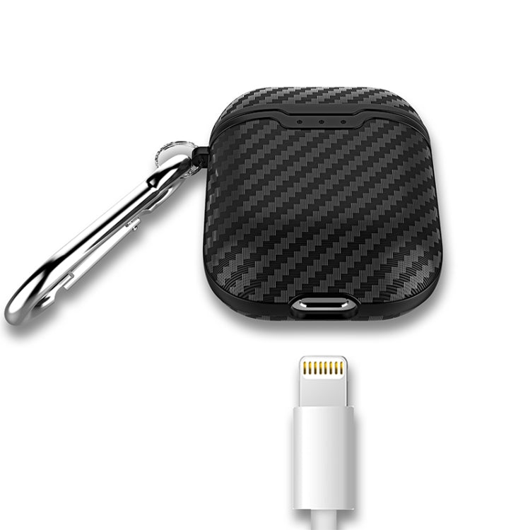 Carbon Fiber TPU Earphones Shockproof Protective Case for Apple AirPods 1/2
