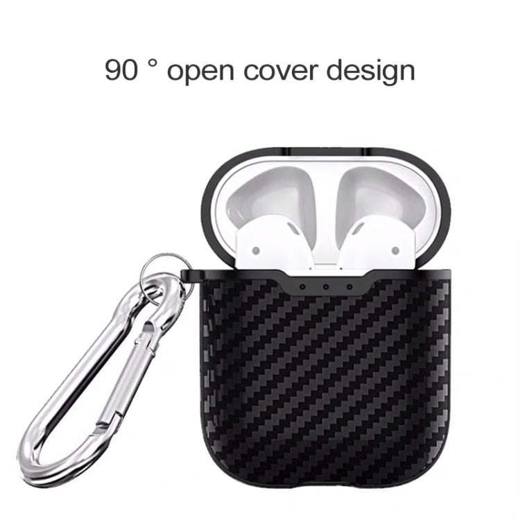 Carbon Fiber TPU Earphones Shockproof Protective Case for Apple AirPods 1/2