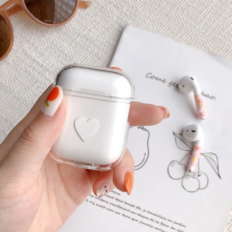 White Heart Pattern Shockproof Coloured Drawing PC Protective Case for Apple AirPods 1/2