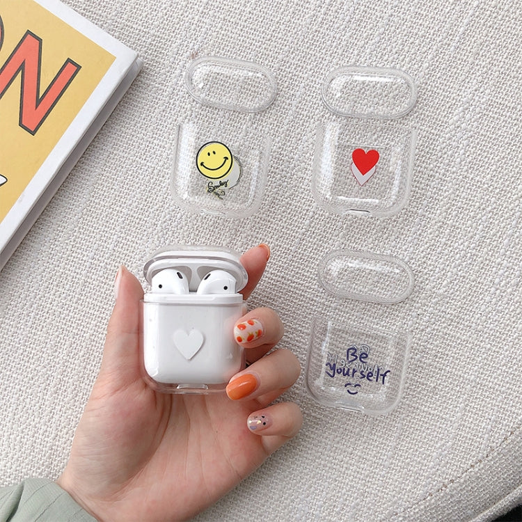 White Heart Pattern Shockproof Coloured Drawing PC Protective Case for Apple AirPods 1/2