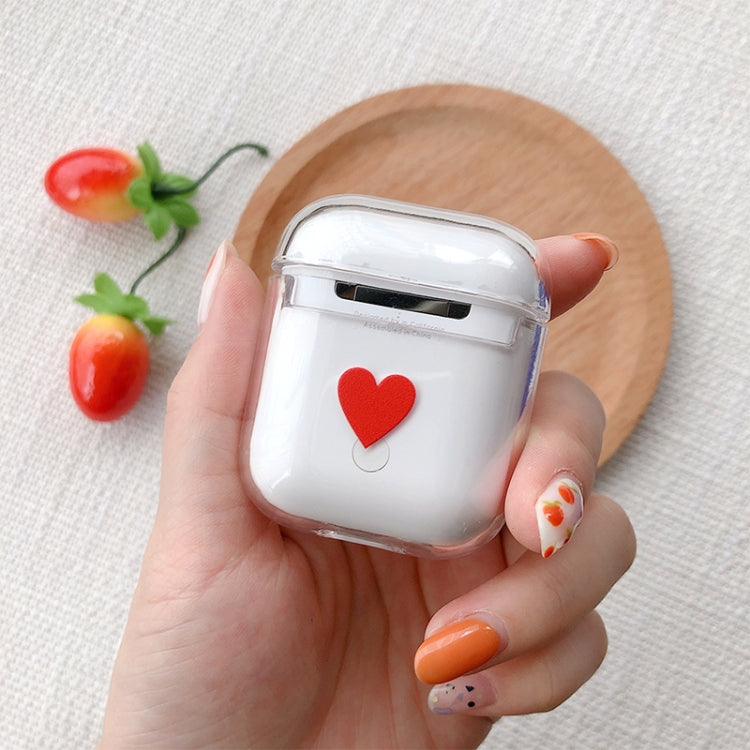 Red Heart Pattern Shockproof Coloured Drawing PC Protective Case for Apple AirPods 1/2