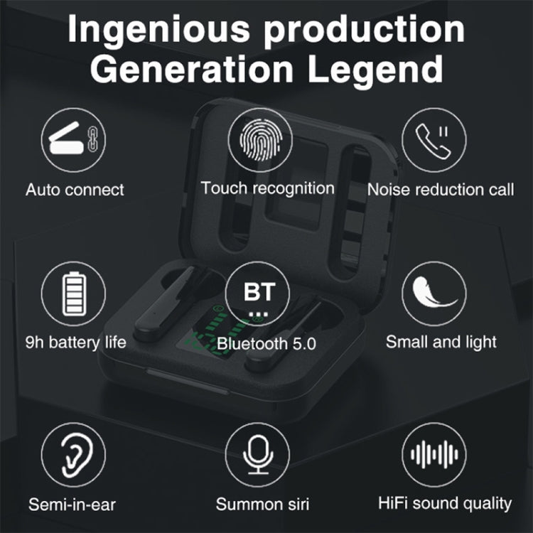 L12 Bluetooth 5.0 TWS Touch Digital Display Wireless Bluetooth Earphone with Charging Box