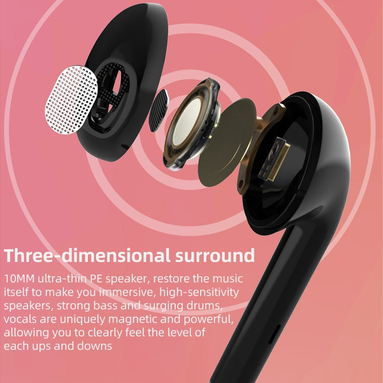 U5 TWS Watch Style Wireless Sports Bluetooth  Earphone with Charging Box, Support Touch & TF Card & Call (Pink)