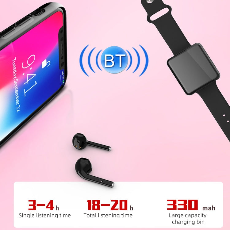 U5 TWS Watch Style Wireless Sports Bluetooth  Earphone with Charging Box, Support Touch & TF Card & Call (Pink)