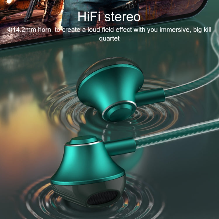 WK YB08 Black Gold Series USB-C/Type-C Music Call Wired Earphones, Length: 1.2m