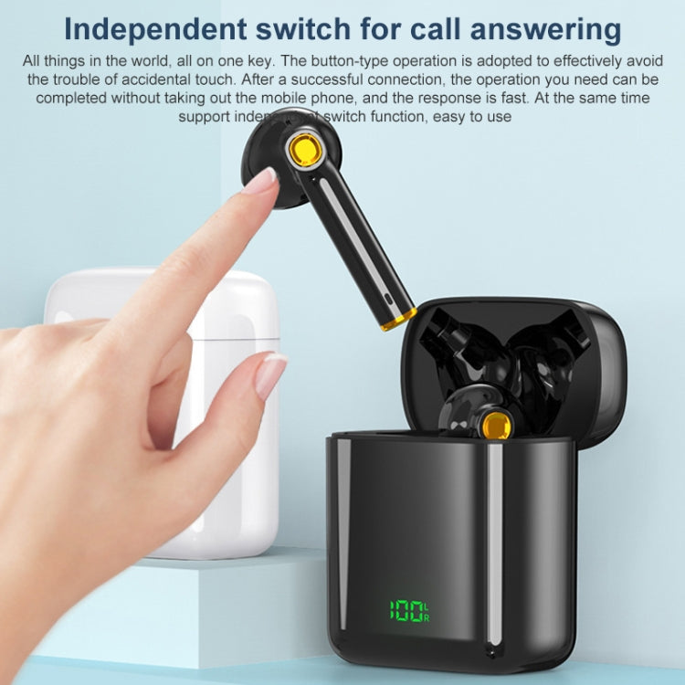F730 TWS IPX4 Waterproof Digital Display Half in-ear Bluetooth Earphone (Black)