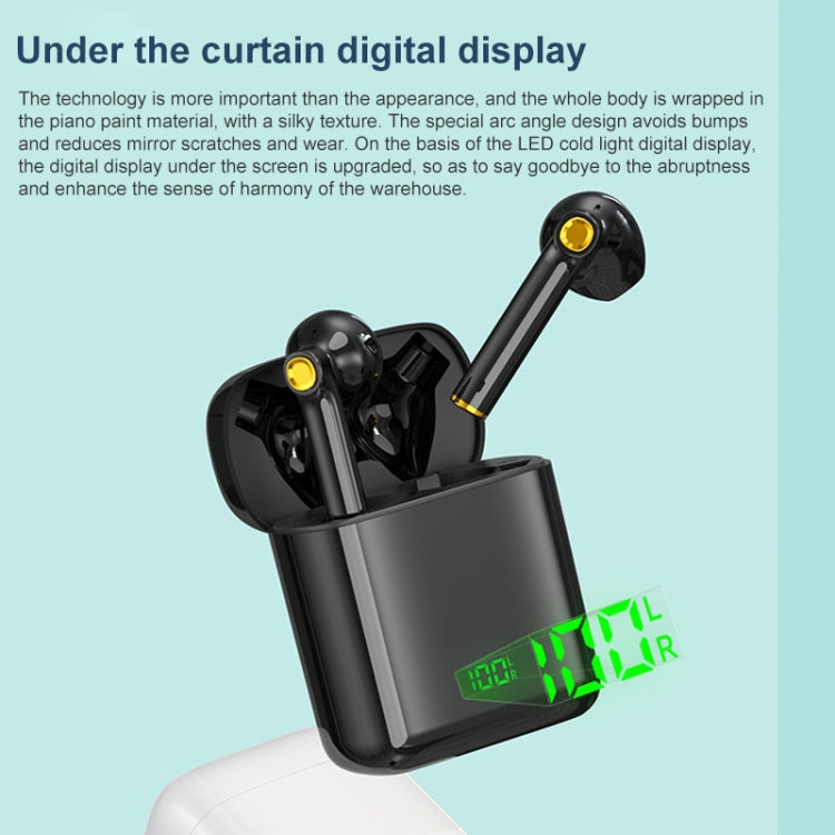 F730 TWS IPX4 Waterproof Digital Display Half in-ear Bluetooth Earphone (Black)