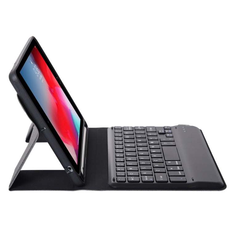 K04B Bluetooth 3.0 Ultra-thin One-piece Bluetooth Keyboard Leather Tablet Case for iPad mini 5, with Pen Slot & Holder