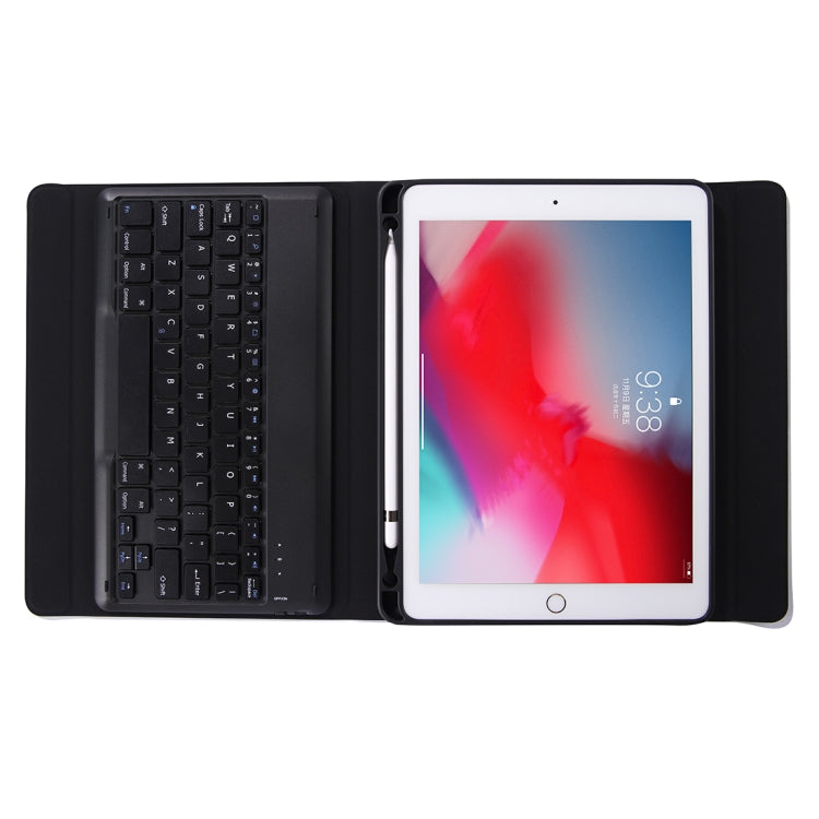 K05B Bluetooth 3.0 Ultra-thin One-piece Bluetooth Keyboard Leather Tablet Case for iPad Air / Pro 10.5 inch (2019), with Pen Slot & Holder