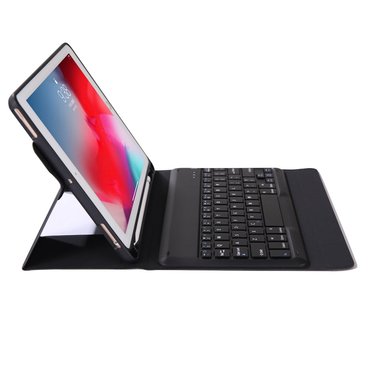 K05B Bluetooth 3.0 Ultra-thin One-piece Bluetooth Keyboard Leather Tablet Case for iPad Air / Pro 10.5 inch (2019), with Pen Slot & Holder