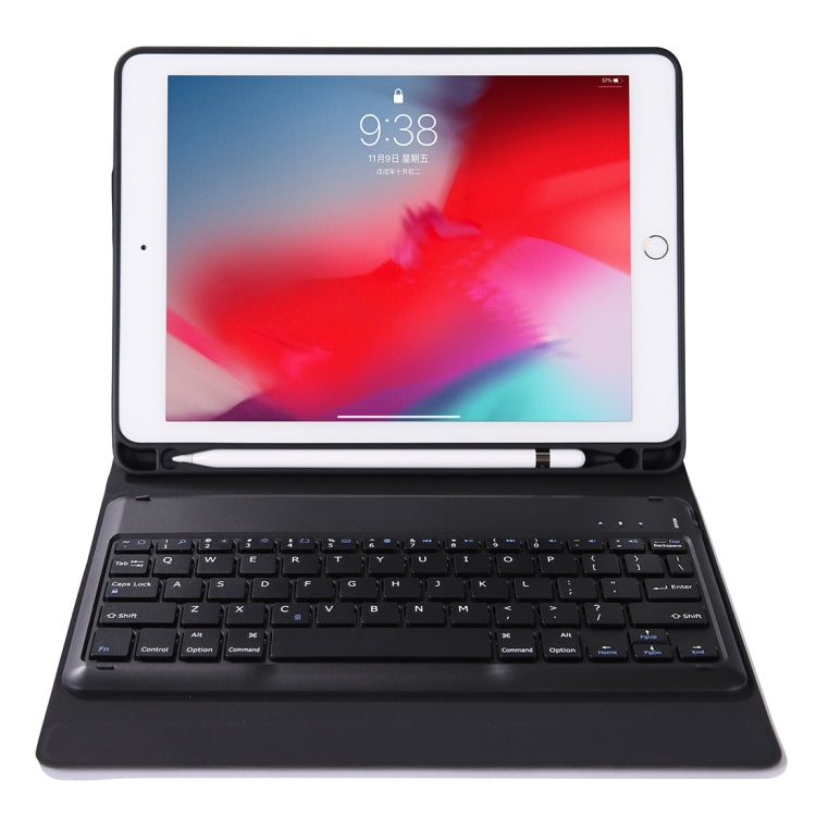 K07B Bluetooth 3.0 Ultra-thin One-piece Bluetooth Keyboard Leather Tablet Case for iPad 9.7 (2018) / 9.7 inch (2017) / Pro 9.7 inch / Air 2 / Air, with Pen Slot & Holder