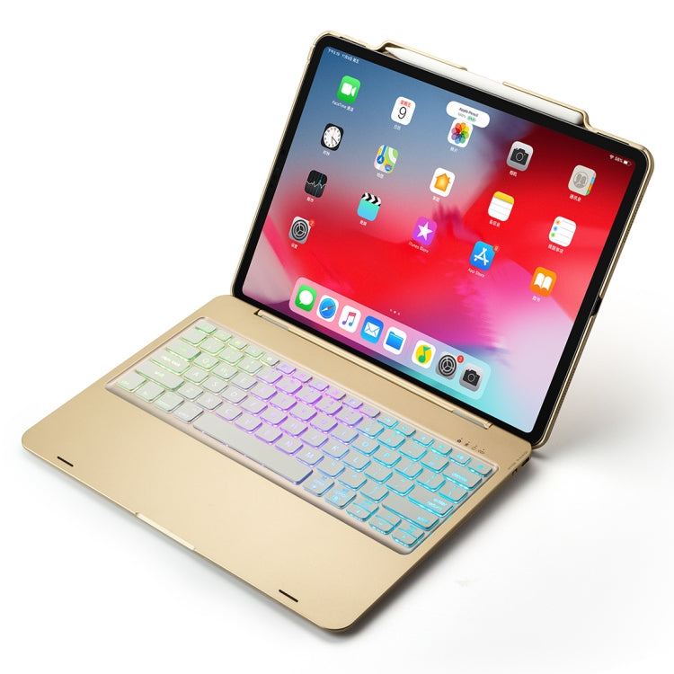 F129S ABS Colorful Backlit Bluetooth Keyboard Tablet Case for iPad Pro 12.9 inch ï¼ˆ2018ï¼‰, with Pen Slot