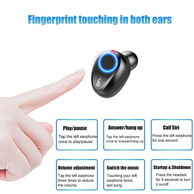 F9 TWS V5.0 Touch Control Binaural Wireless Bluetooth Headset with Breathing Light and Digital Display