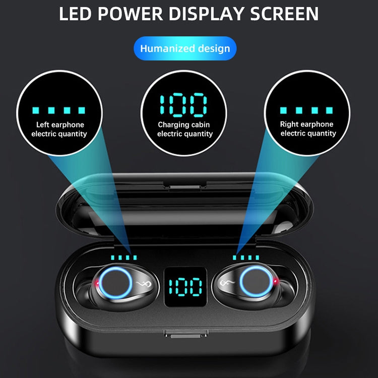 F9 TWS V5.0 Touch Control Binaural Wireless Bluetooth Headset with Breathing Light and Digital Display