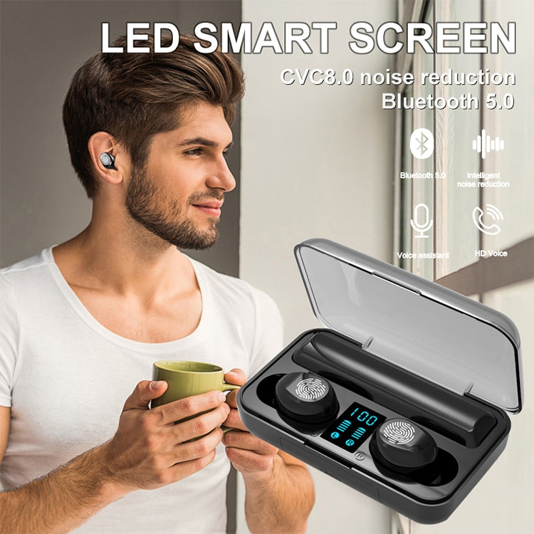 F9 TWS V5.0 Touch Control Binaural Wireless Bluetooth Headset with Digital Display Charging Case