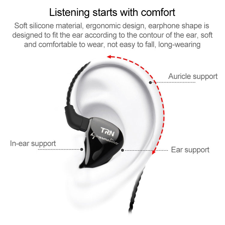 TRN IM1 Hybrid In Ear Earphone Monitor Running Sport HiFi Headset with Detachable 0.75mm 2Pin Connection, with Mic
