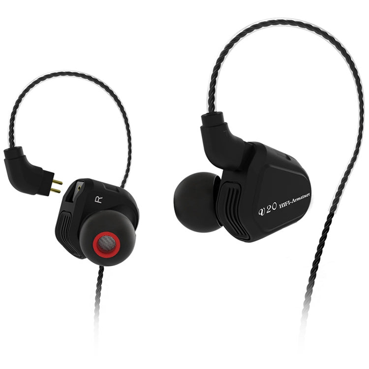TRN V20 Hybrid In Ear Earphone Monitor Running Sport HiFi Headset with Detachable 2Pin Connection, without Mic(Black)