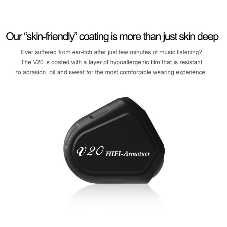 TRN V20 Hybrid In Ear Earphone Monitor Running Sport HiFi Headset with Detachable 2Pin Connection, with Mic