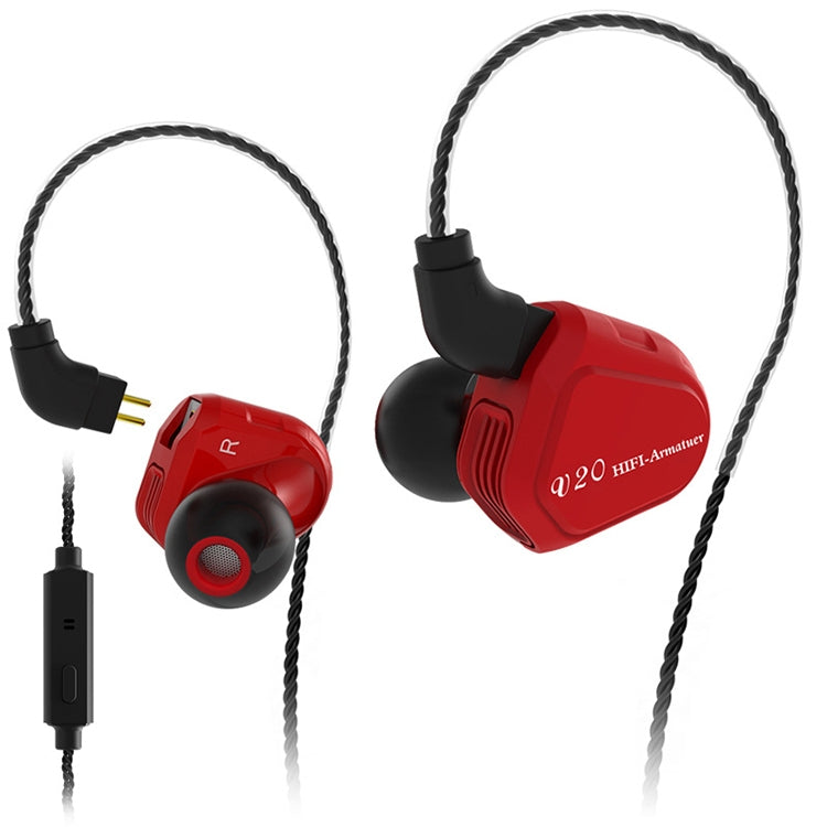 TRN V20 Hybrid In Ear Earphone Monitor Running Sport HiFi Headset with Detachable 2Pin Connection, with Mic