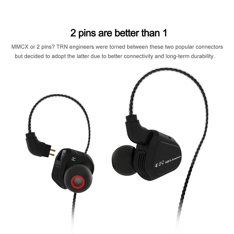 TRN V20 Hybrid In Ear Earphone Monitor Running Sport HiFi Headset with Detachable 2Pin Connection, with Mic