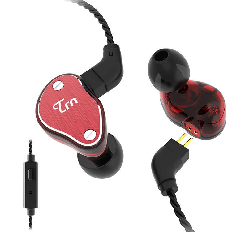 TRN V60 Hybrid In Ear Earphone Monitor Running Sport HiFi Headset with Detachable 2Pin Connection, with Mic(Red)