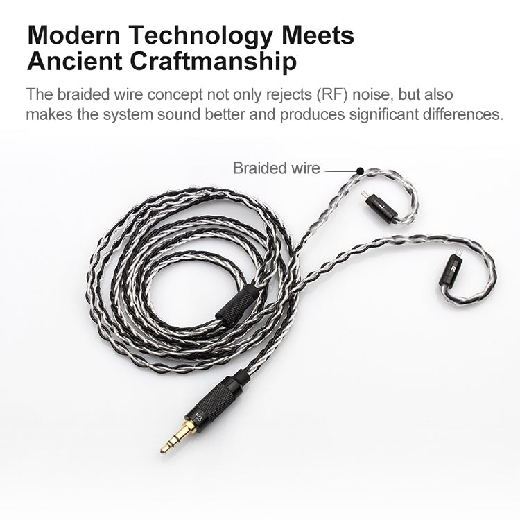 TRN TC-0.75 8-Core Silver Plated Braided Auxiliary Upgrade Cable Headphones Cable 2.5mm Balanced Cable with 0.75mm 2 Pins Connection