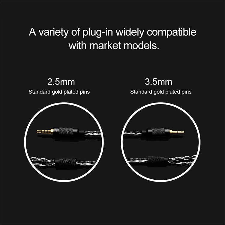 TRN TC-0.78 8-Core Silver Plated Braided Auxiliary Upgrade Cable Headphones Cable 3.5mm Balanced Cable with 0.78mm 2 Pins Connection