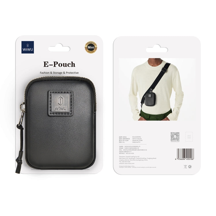 WIWU E-Pouch Portable Leather Earphone Bag(Grey)