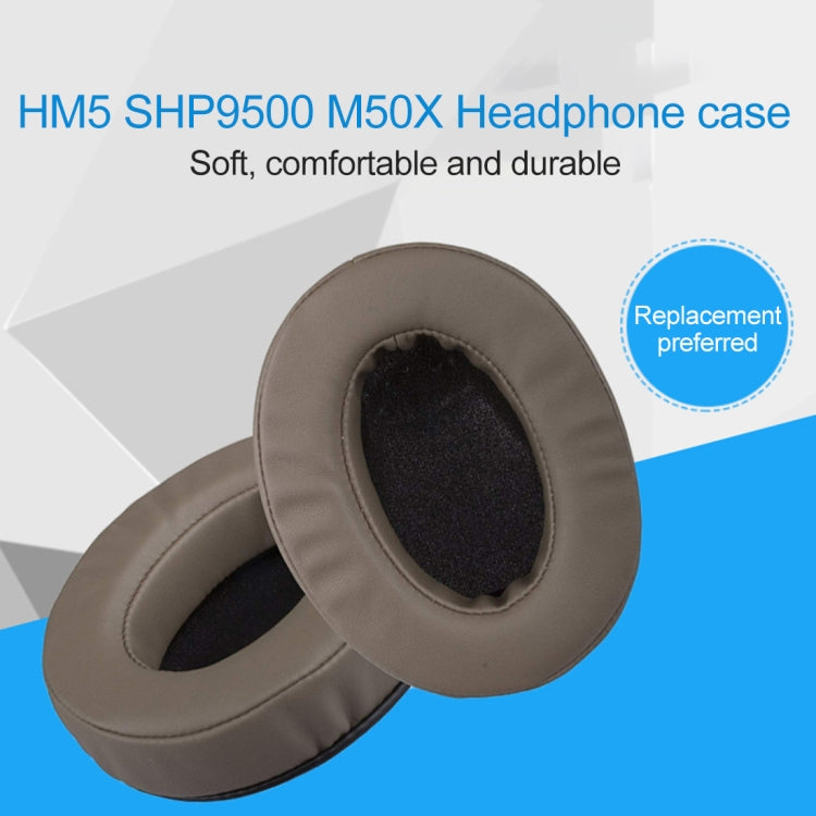 1 Pair Oval Leather Flat Headphone Protective Case for Brainwavz HM5 / Philip SHP9500