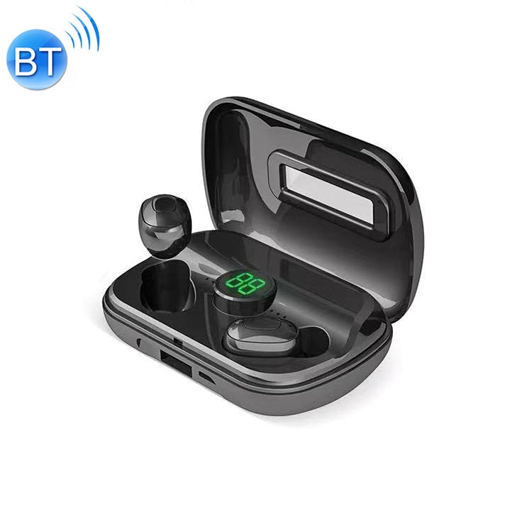 X10 TWS Digital Display Bluetooth 5.0 Wireless Headset with Charging Box(Black)