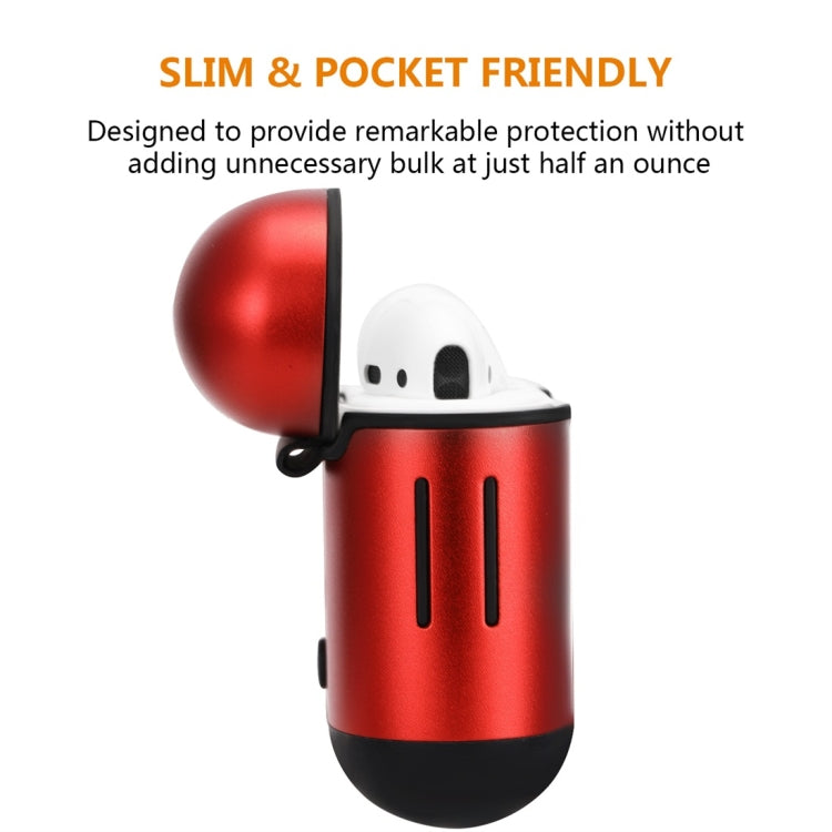 Metal Two-tone Wireless Earphones Charging Box Protective Case for Apple AirPods 1/2(Red)