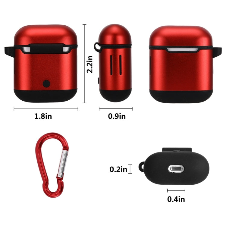 Metal Two-tone Wireless Earphones Charging Box Protective Case for Apple AirPods 1/2(Red)