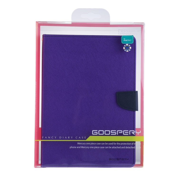 GOOSPERY FANCY DIARY for iPad Air 2 Cross Texture Leather Case with Card Slot & Holder & Wallet