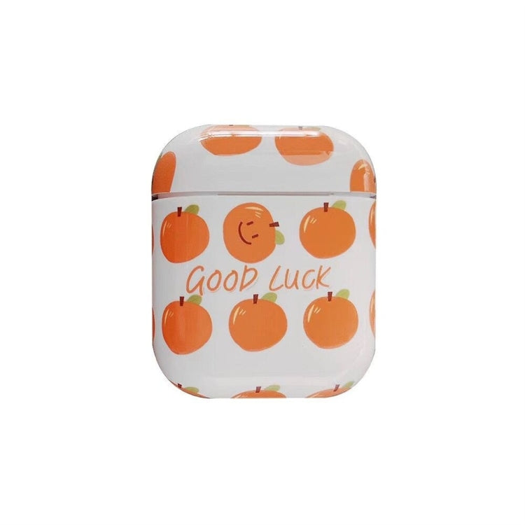 Orange Pattern Dropproof Wireless Earphones Charging Box Protective Case for Apple AirPods
