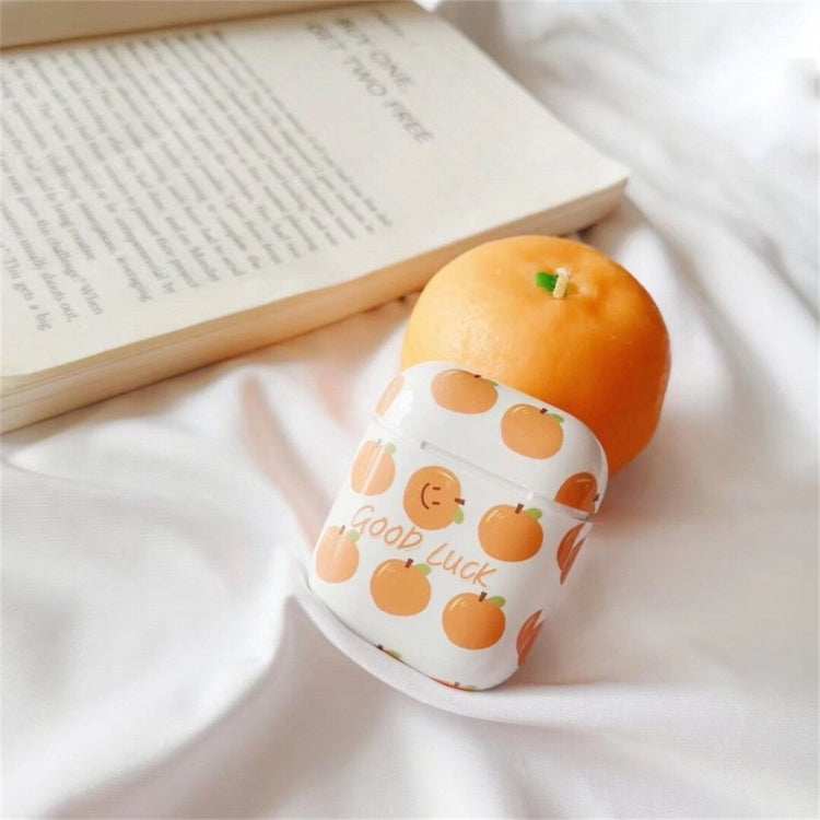 Orange Pattern Dropproof Wireless Earphones Charging Box Protective Case for Apple AirPods