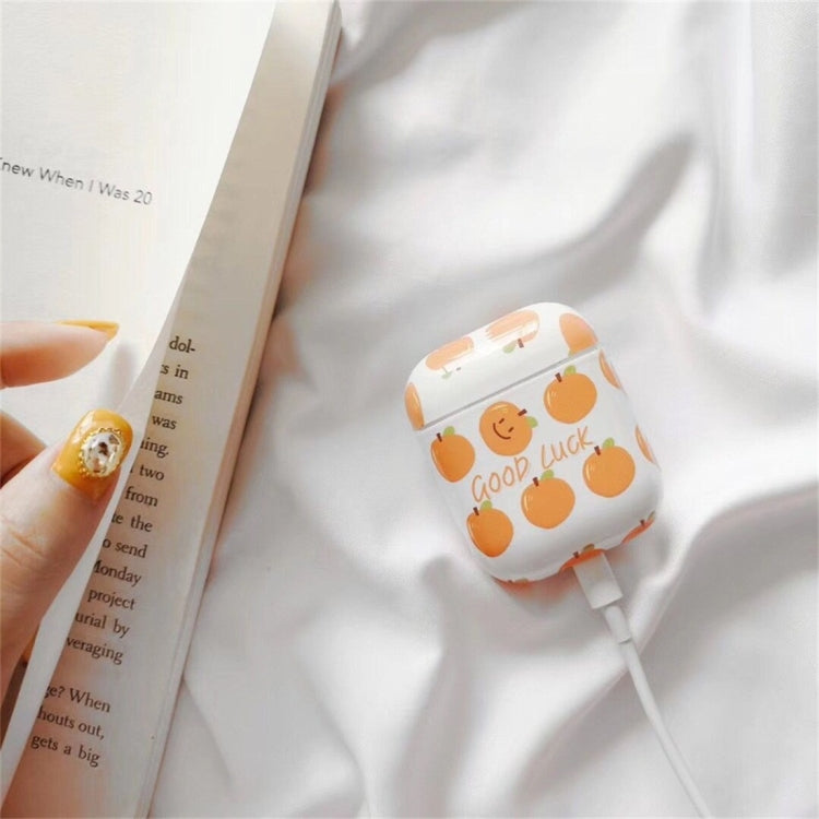 Orange Pattern Dropproof Wireless Earphones Charging Box Protective Case for Apple AirPods