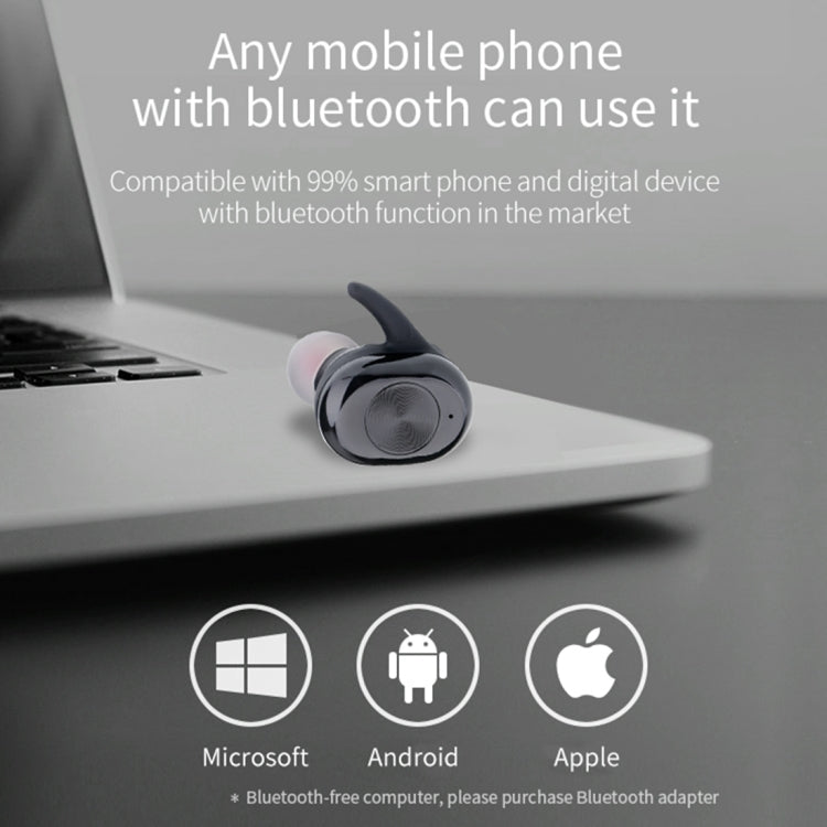 Langsdom F206 Bluetooth 5.0 TWS Mini Stealth Sport Wireless Bluetooth Earphone(Black)