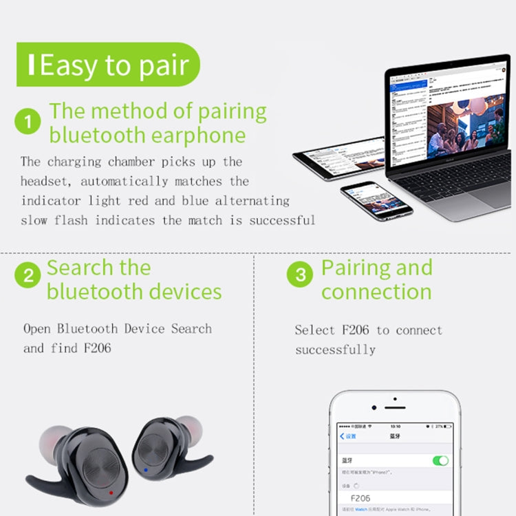 Langsdom F206 Bluetooth 5.0 TWS Mini Stealth Sport Wireless Bluetooth Earphone(Black)