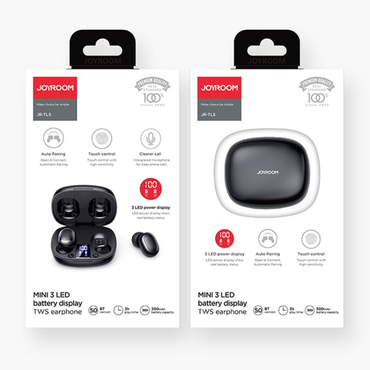 JOYROOM JR-TL5 Bluetooth 5.0 TWS Wireless Earphone with Display(Black)