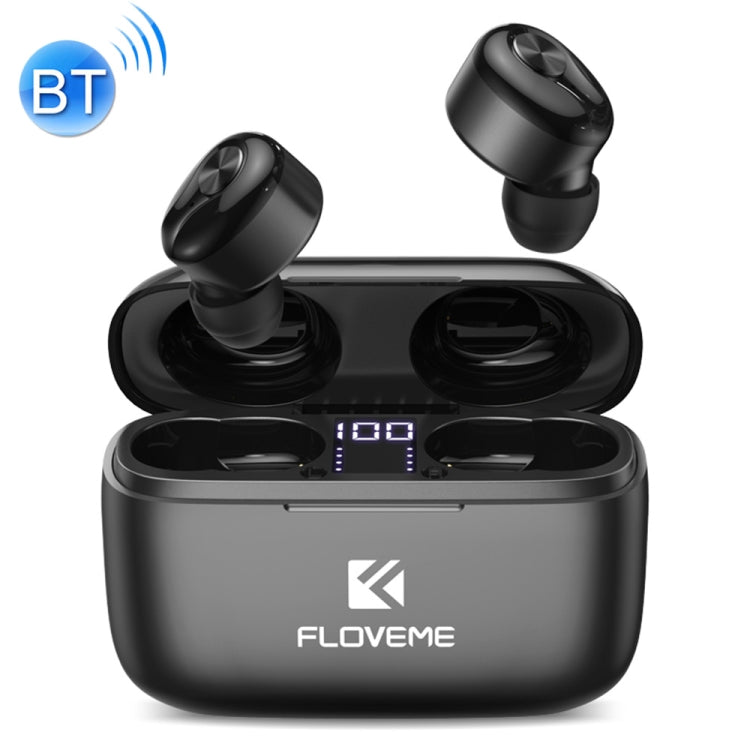 FLOVEME YXF204093 TWS In-Ear Bluetooth 5.0 Earphone with Charging Box(Black)
