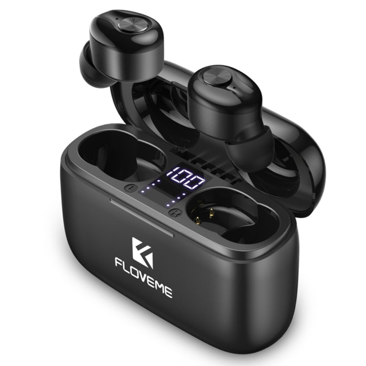 FLOVEME YXF204093 TWS In-Ear Bluetooth 5.0 Earphone with Charging Box(Black)